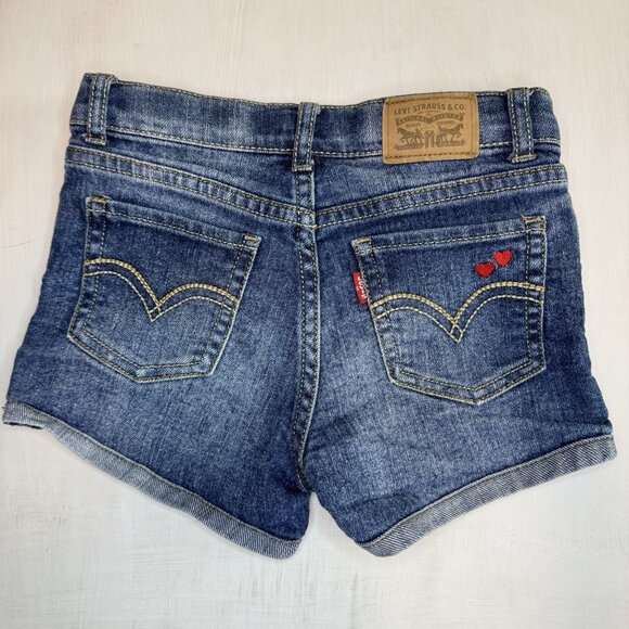 Levi's Girls Embroidered Hearts Shorty Short Size 6x Love Valentines Levis - Picture 2 of 11